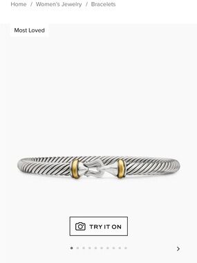 David Yurman Sterling Cable Hook Bracelet with 18K Gold Accents